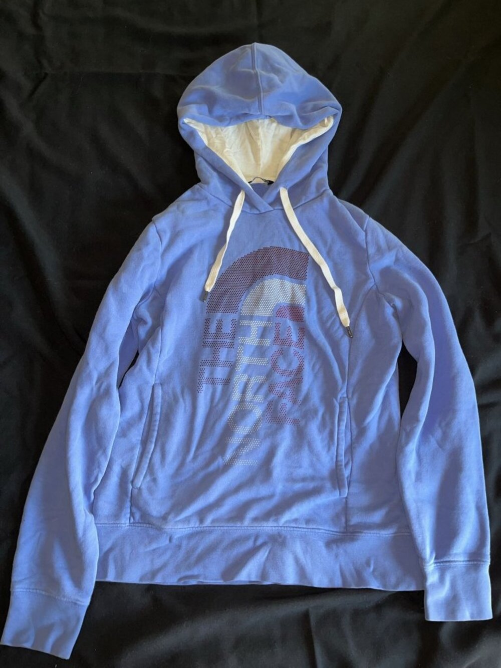The North Face Womens Blue Pullover Hoodie With Logo Graphic Size Small